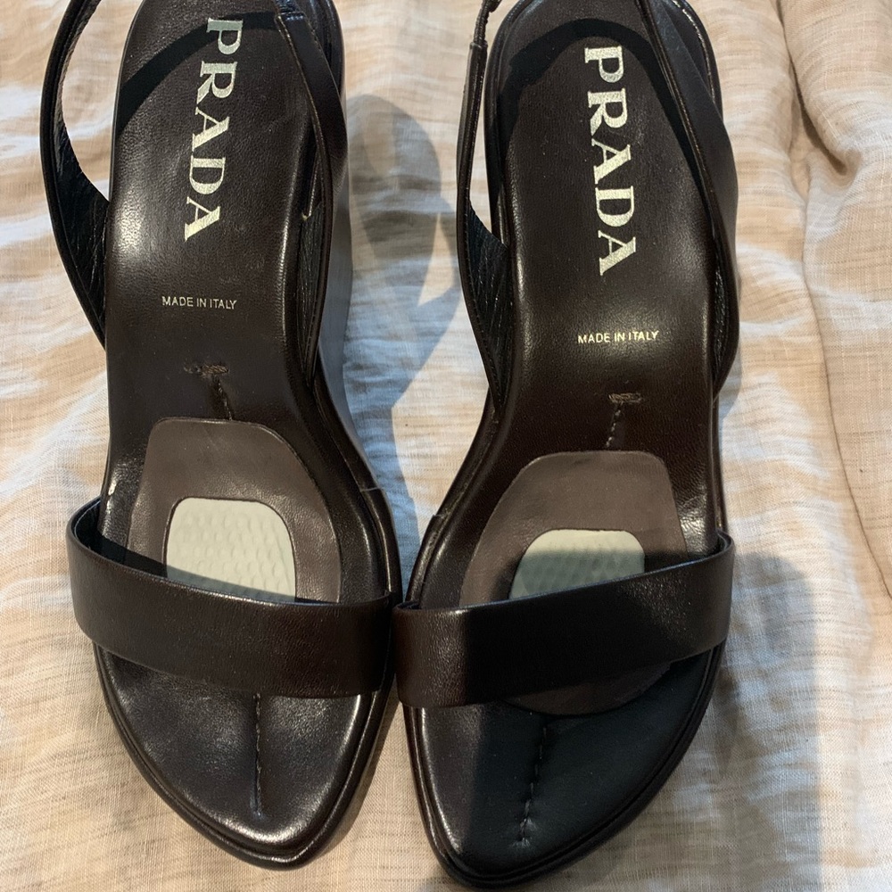 Prada Leather Wedge Sandals *Authentic* - Picture 6 of 8